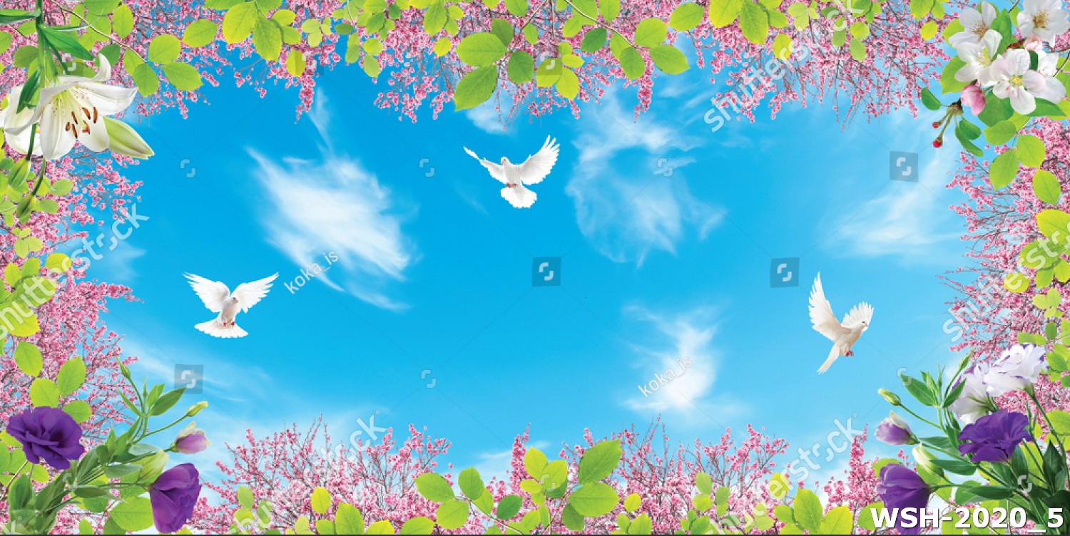 Dán trần trời xanh và hoa WSH-2020_5